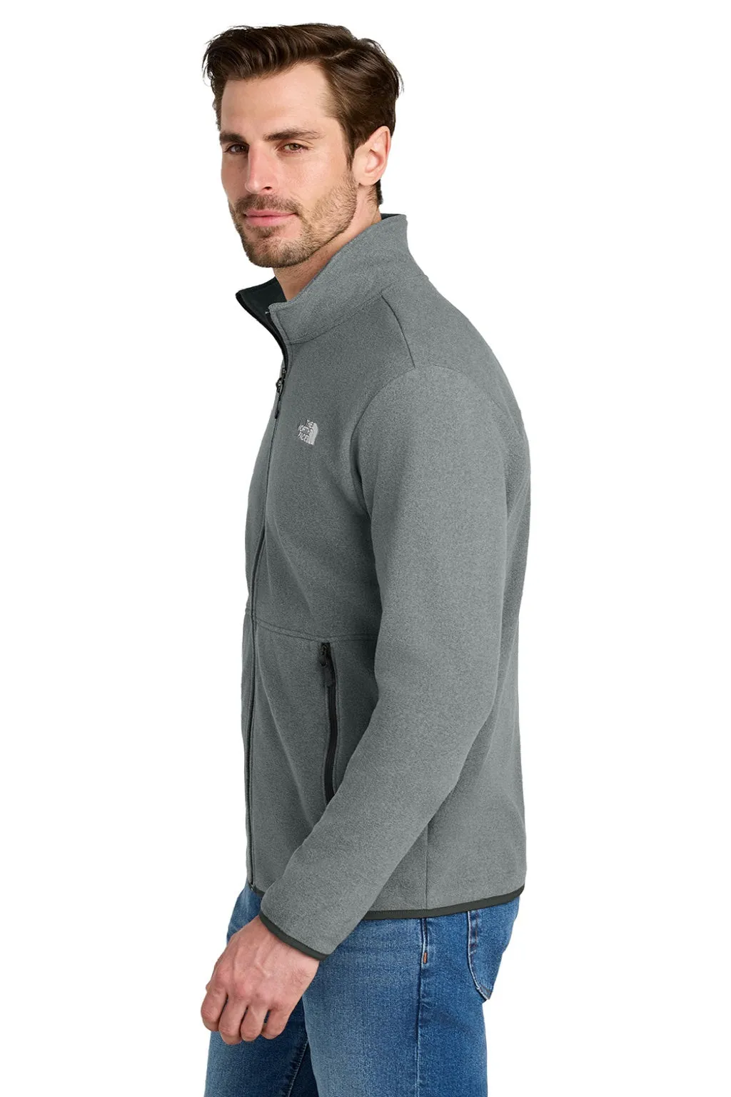 The North Face Mens Glacier Fleece Full Zip Jacket - Heather Medium Grey