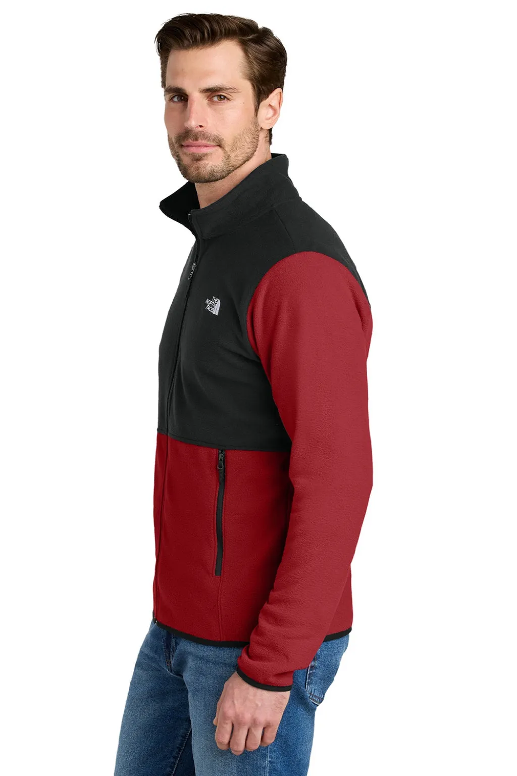 The North Face Mens Glacier Fleece Full Zip Jacket - Rage Red/Black
