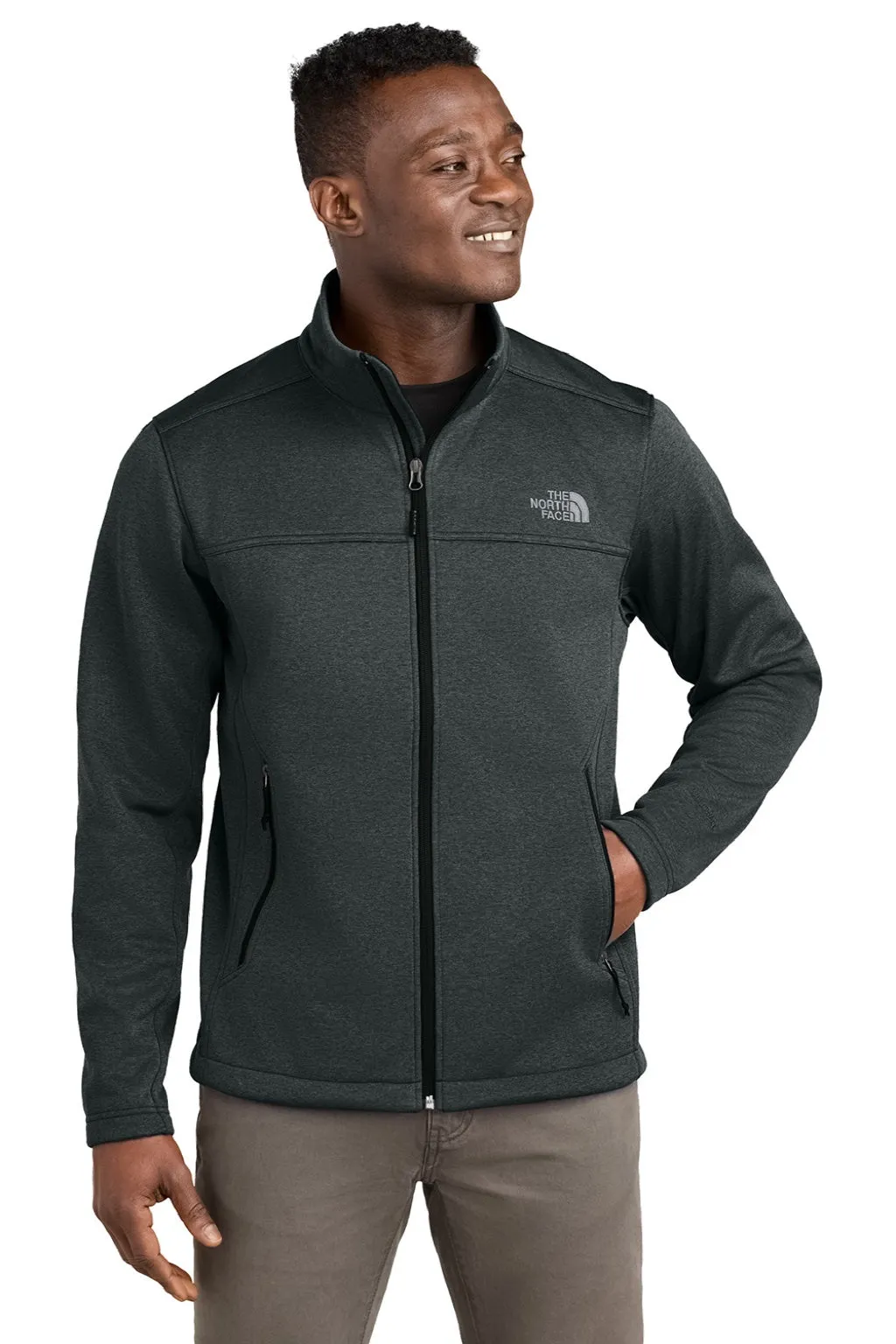 The North Face Mens Ridgewall Wind & Water Resistant Soft Shell Full Zip Jacket - Heather Dark Grey