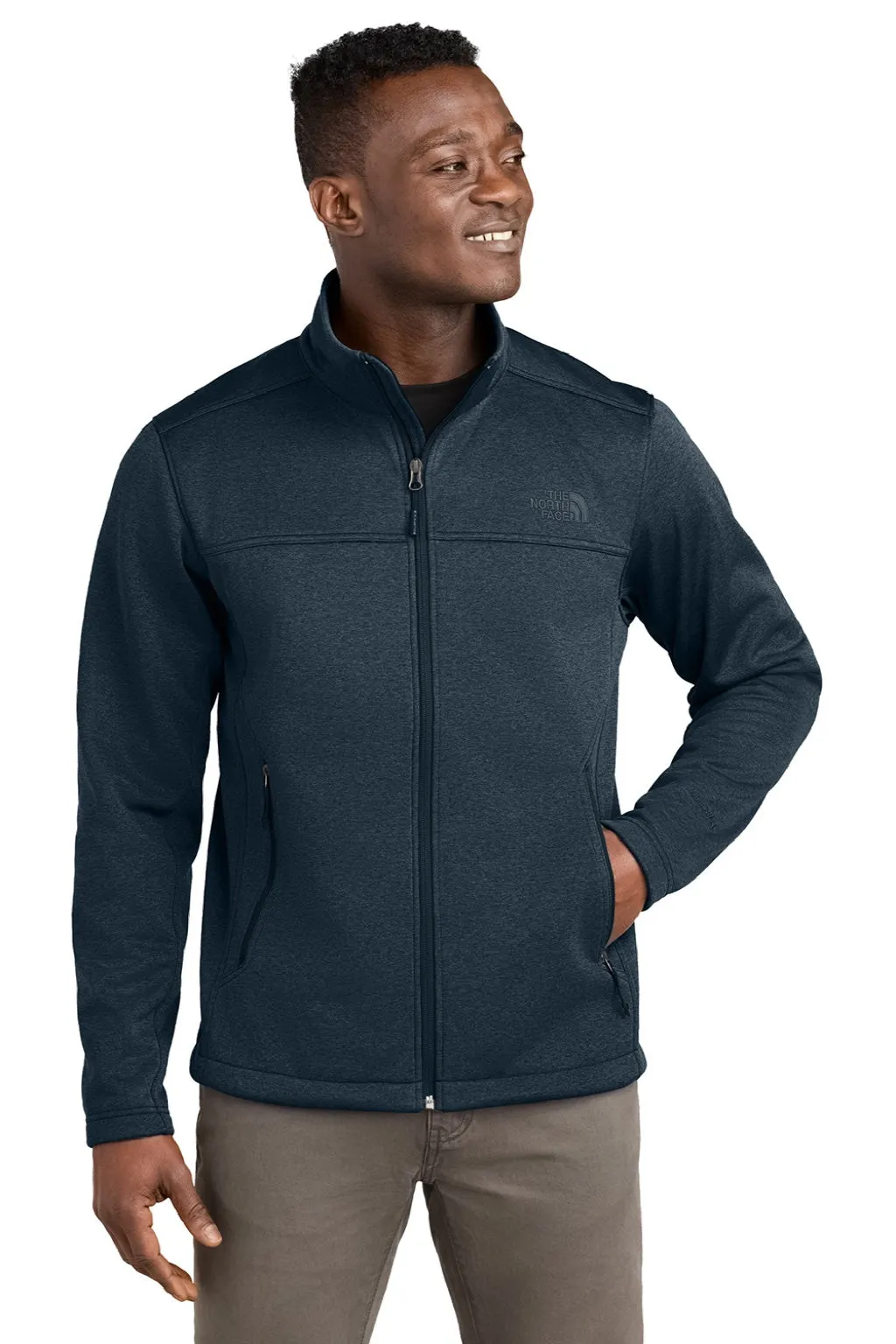 The North Face Mens Ridgewall Wind & Water Resistant Soft Shell Full Zip Jacket - Heather Urban Navy Blue