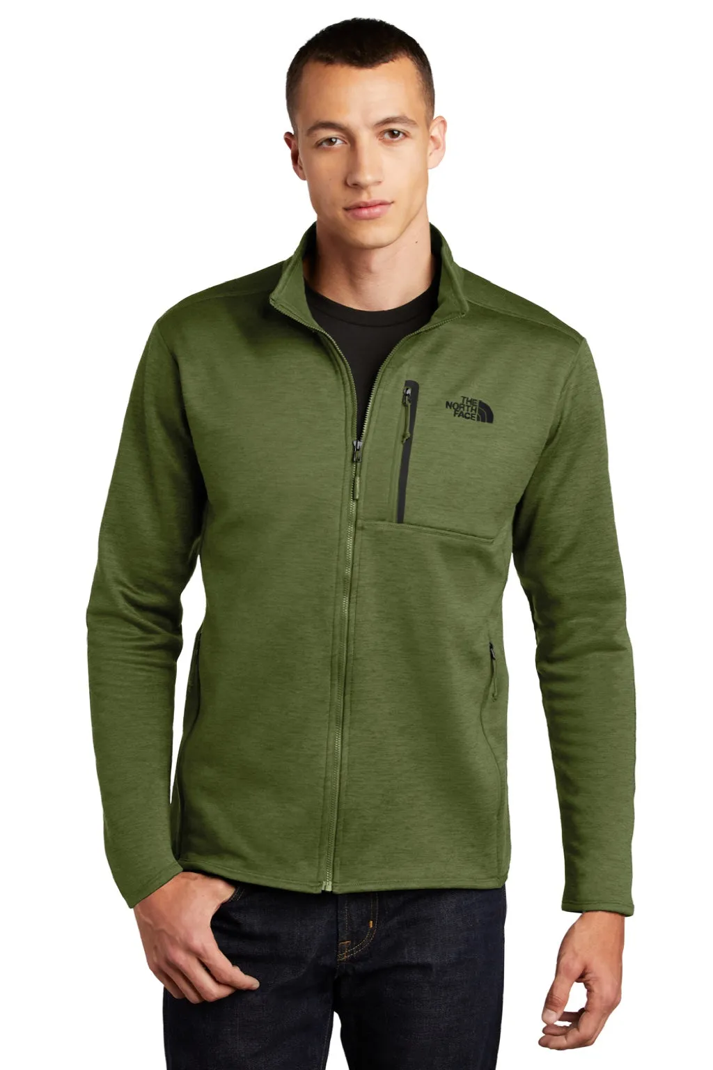 The North Face Mens Skyline Full Zip Fleece Jacket - Heather Clover Green