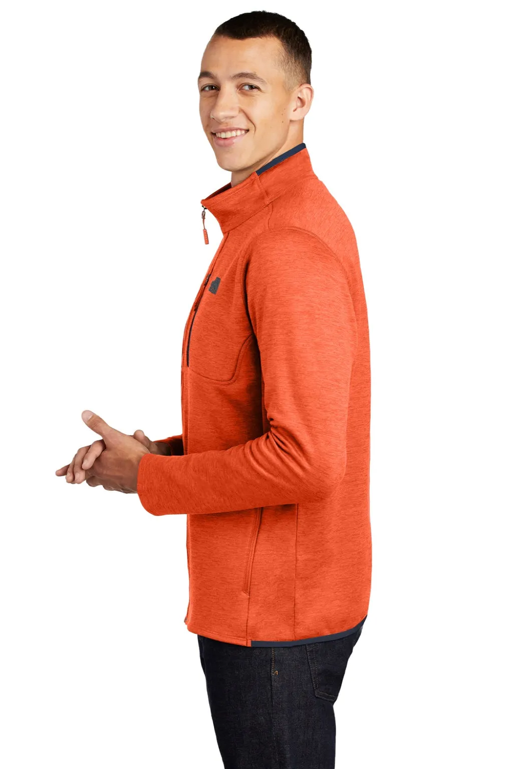 The North Face Mens Skyline Full Zip Fleece Jacket - Heather Zion Orange/Urban Navy Blue