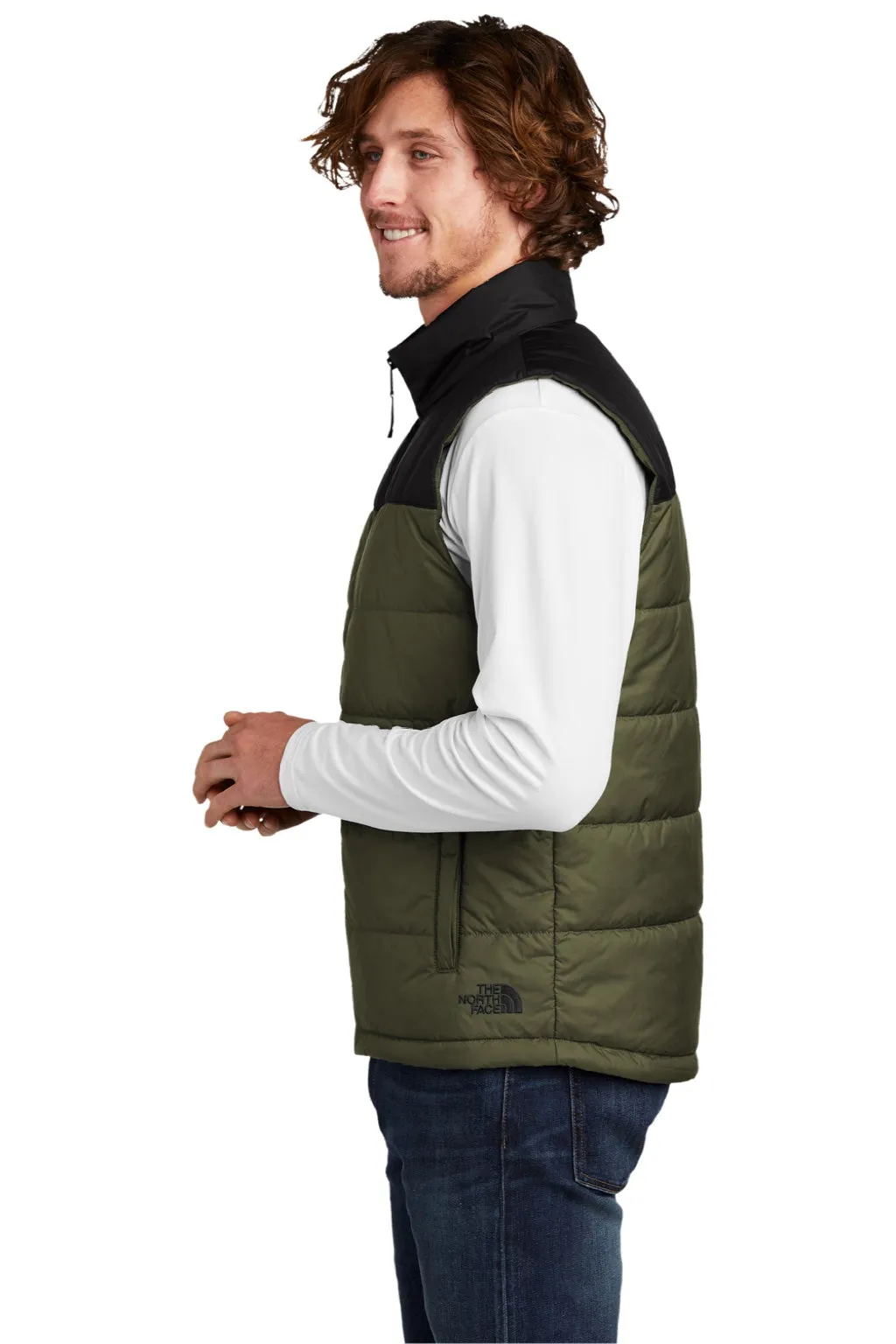 The North Face Mens Water Resistant Everyday Insulated Full Zip Vest - Burnt Olive Green