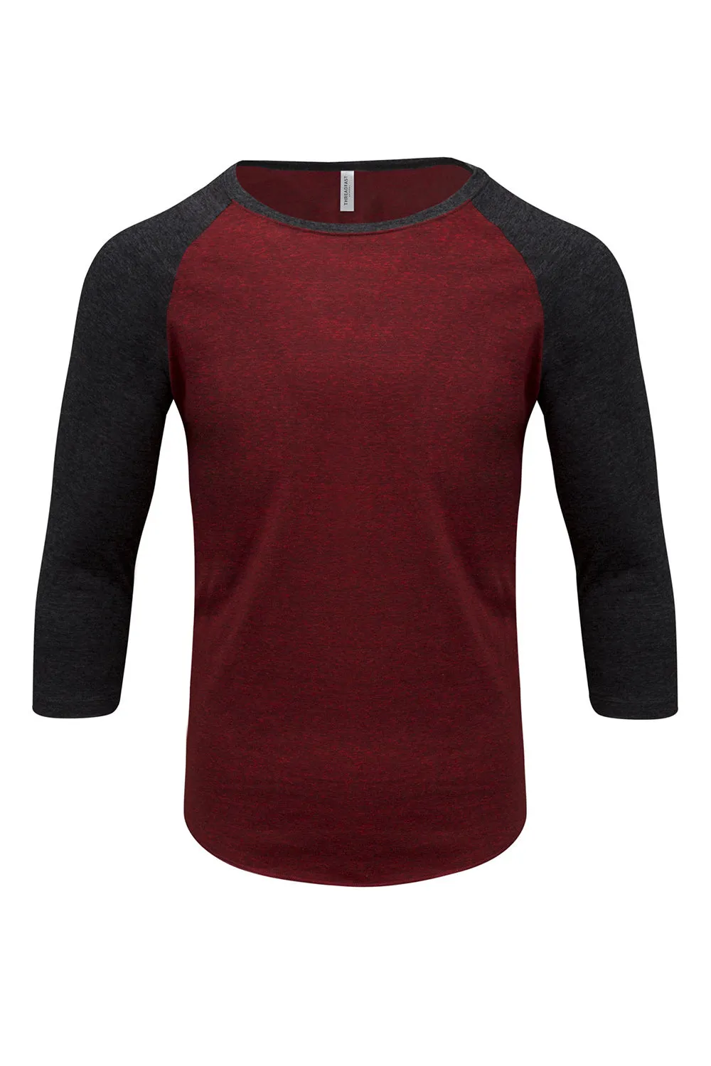 Threadfast Apparel Mens 3/4 Sleeve Crewneck T-Shirt - Cardinal Red/Black