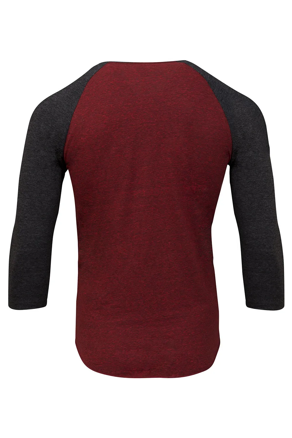 Threadfast Apparel Mens 3/4 Sleeve Crewneck T-Shirt - Cardinal Red/Black