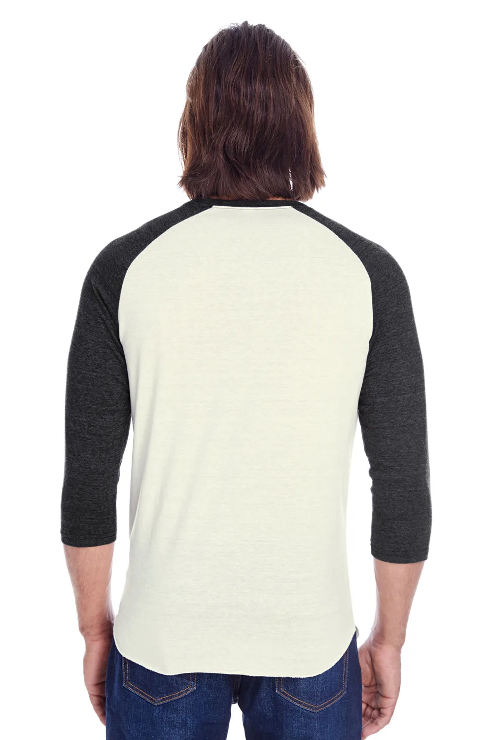 Threadfast Apparel Mens 3/4 Sleeve Crewneck T-Shirt - Cream/Black
