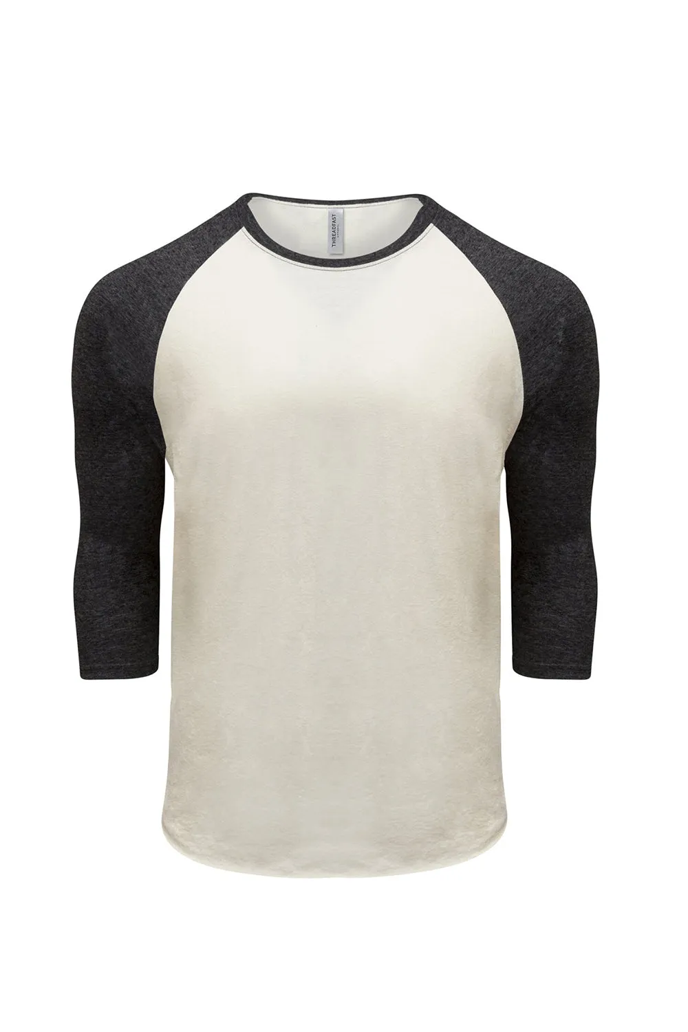 Threadfast Apparel Mens 3/4 Sleeve Crewneck T-Shirt - Cream/Black