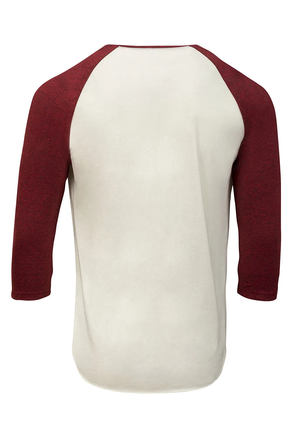 Threadfast Apparel Mens 3/4 Sleeve Crewneck T-Shirt - Cream/Cardinal Red