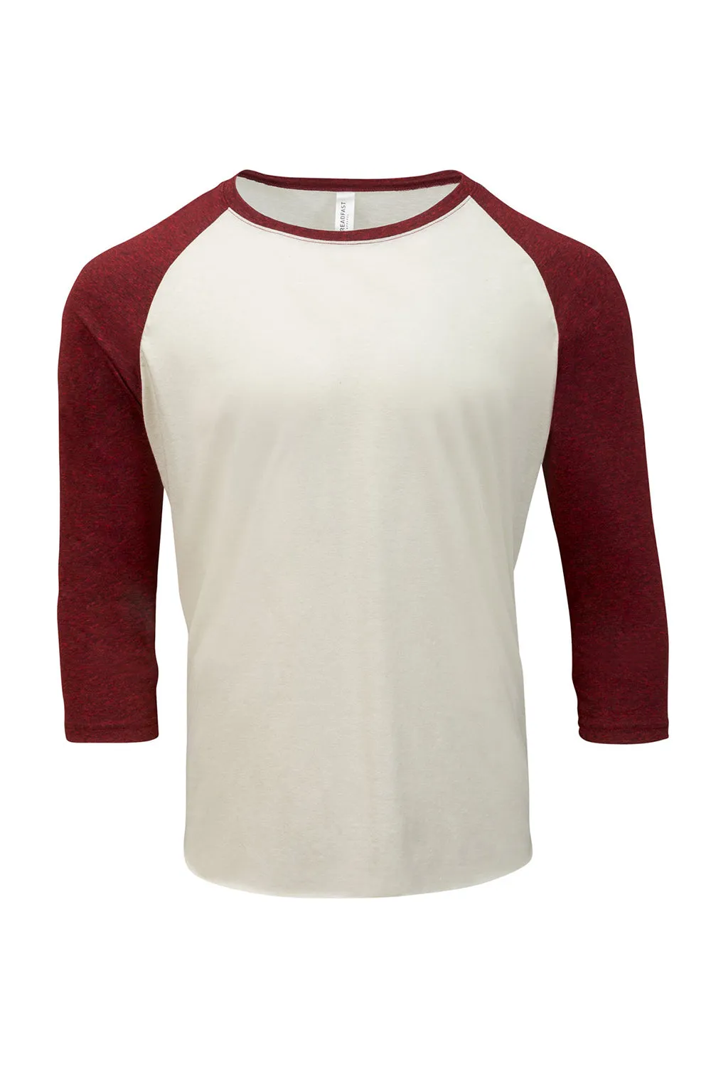 Threadfast Apparel Mens 3/4 Sleeve Crewneck T-Shirt - Cream/Cardinal Red