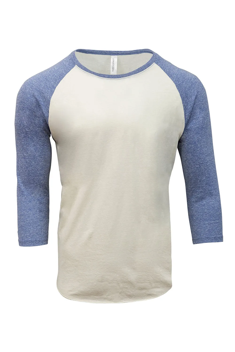 Threadfast Apparel Mens 3/4 Sleeve Crewneck T-Shirt - Cream/Navy Blue
