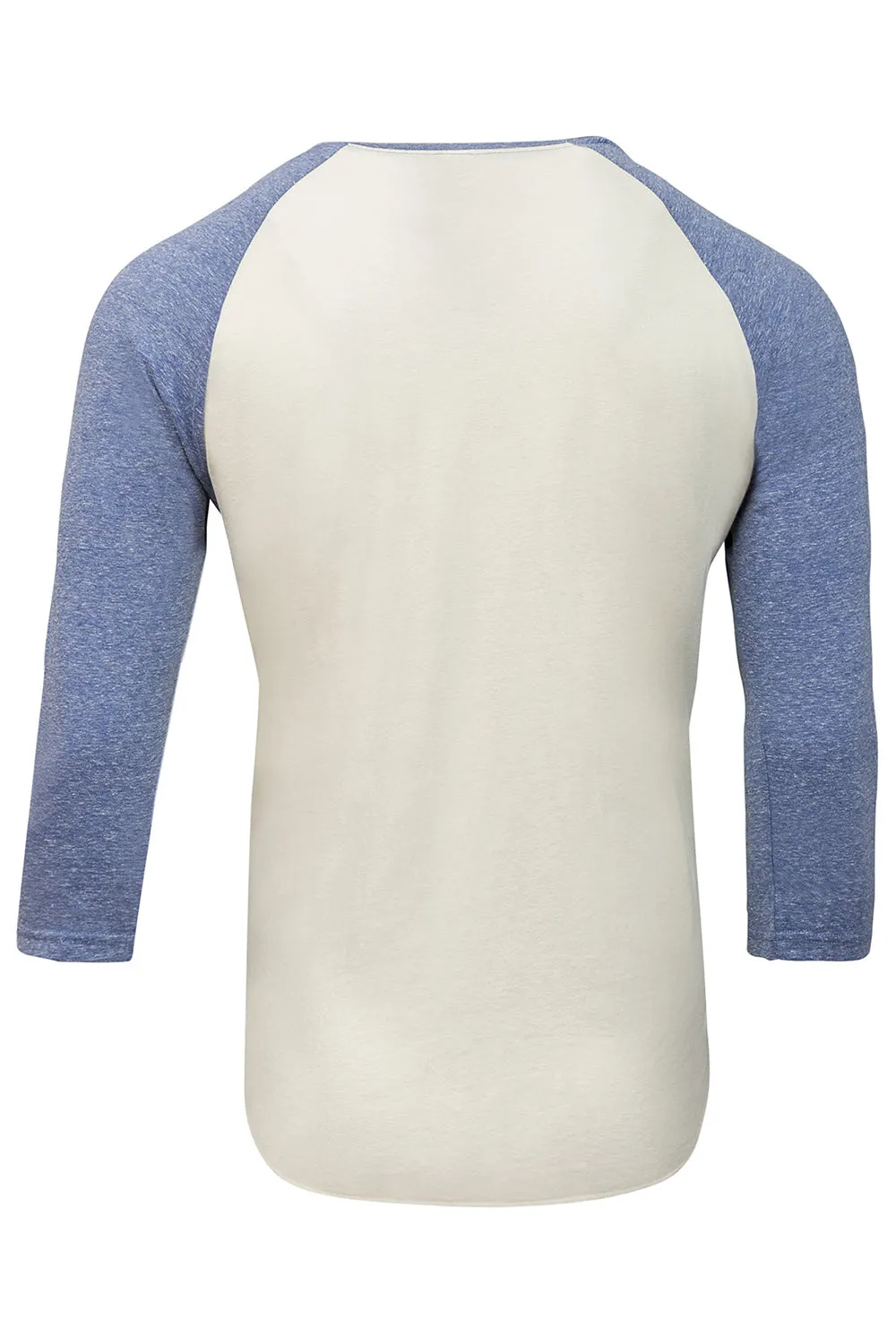 Threadfast Apparel Mens 3/4 Sleeve Crewneck T-Shirt - Cream/Navy Blue
