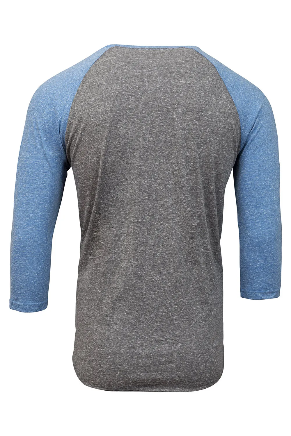 Threadfast Apparel Mens 3/4 Sleeve Crewneck T-Shirt - Grey/Royal Blue