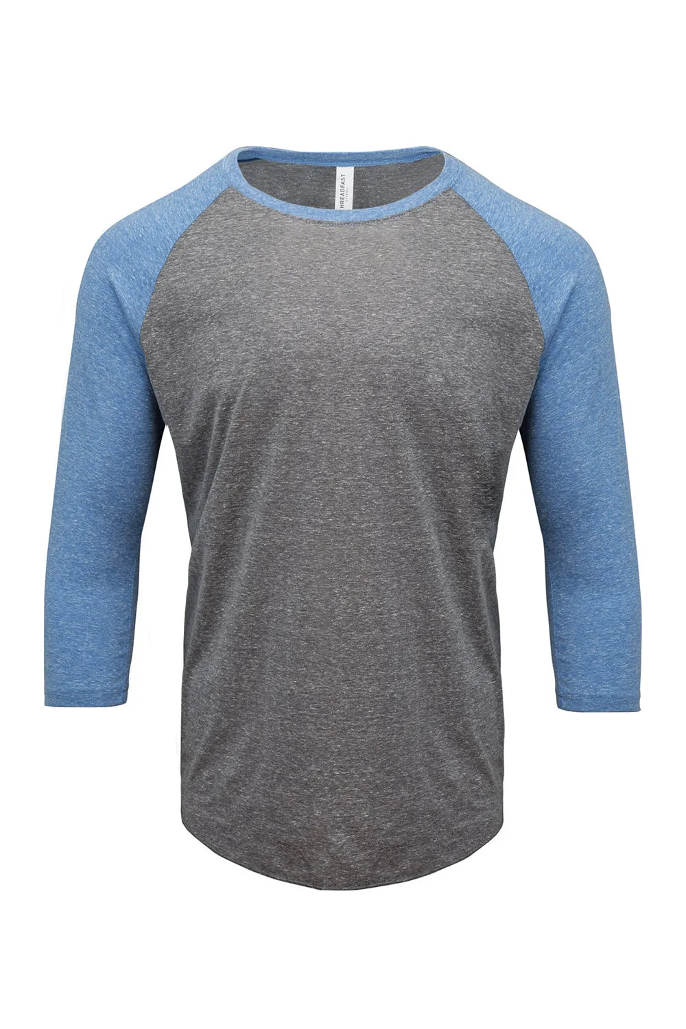 Threadfast Apparel Mens 3/4 Sleeve Crewneck T-Shirt - Grey/Royal Blue