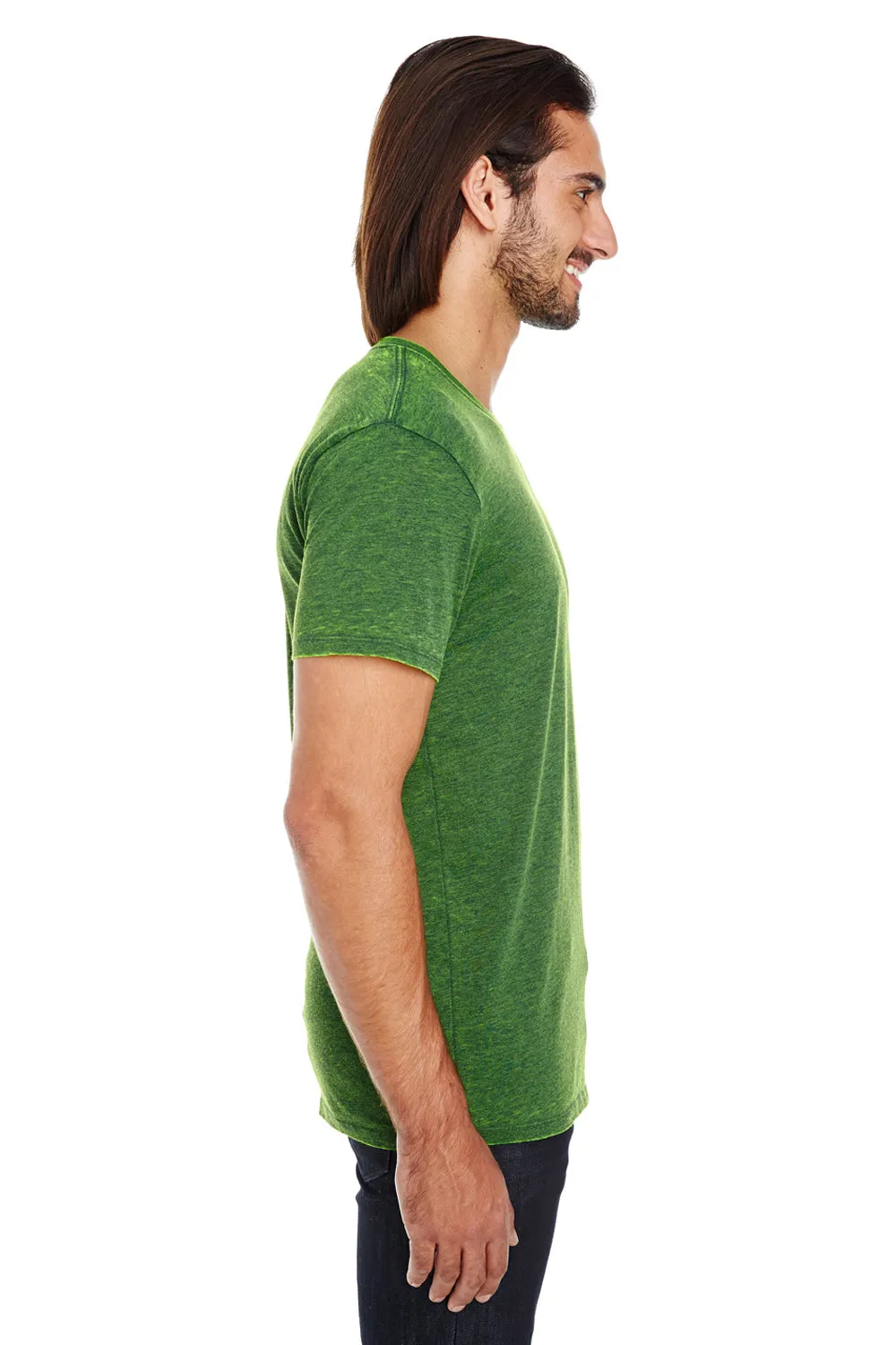 Threadfast Apparel Mens Cross Dye Short Sleeve Crewneck T-Shirt - Emerald Green