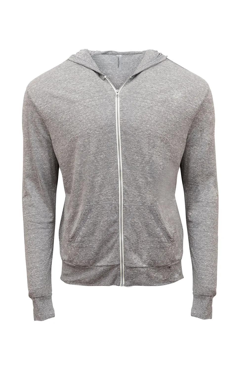 Threadfast Apparel Mens Full Zip Hooded Sweatshirt Hoodie w/ Pockets - Grey