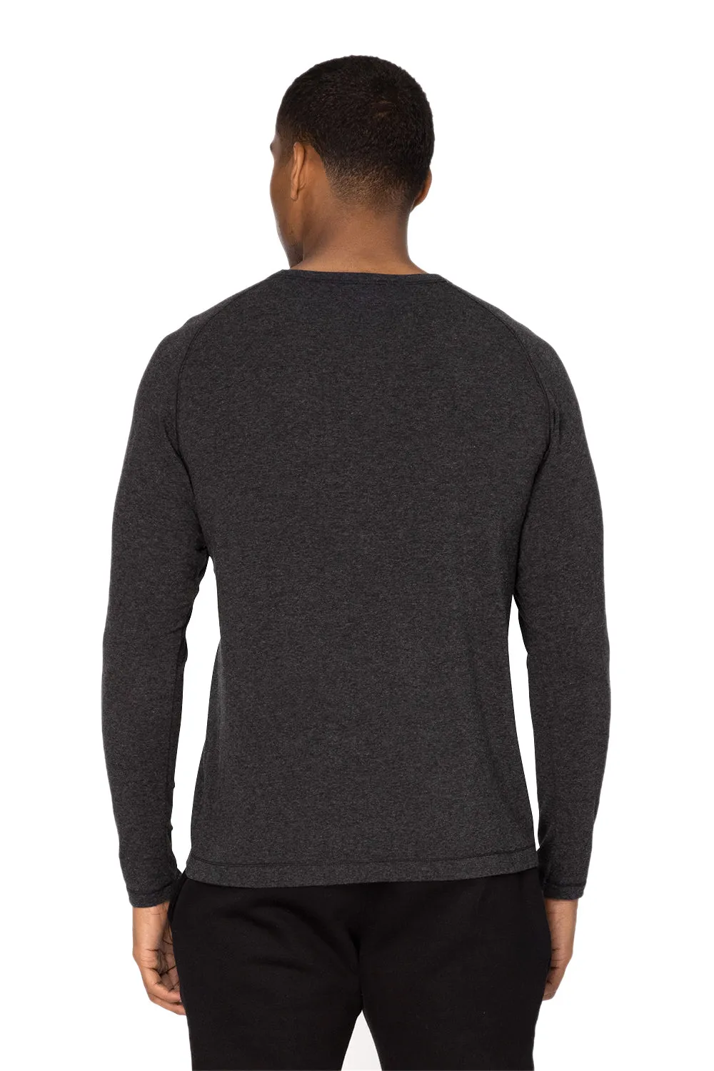 Threadfast Apparel Mens Impact Long Sleeve Crewneck T-Shirt - Heather Black