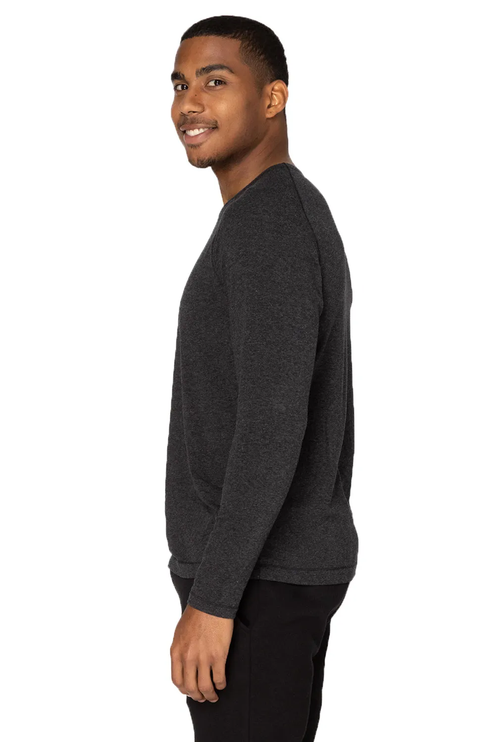 Threadfast Apparel Mens Impact Long Sleeve Crewneck T-Shirt - Heather Black