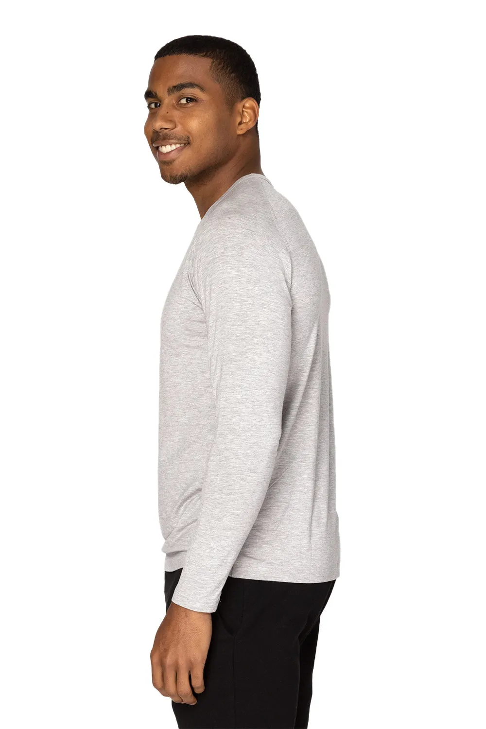 Threadfast Apparel Mens Impact Long Sleeve Crewneck T-Shirt - Heather Grey