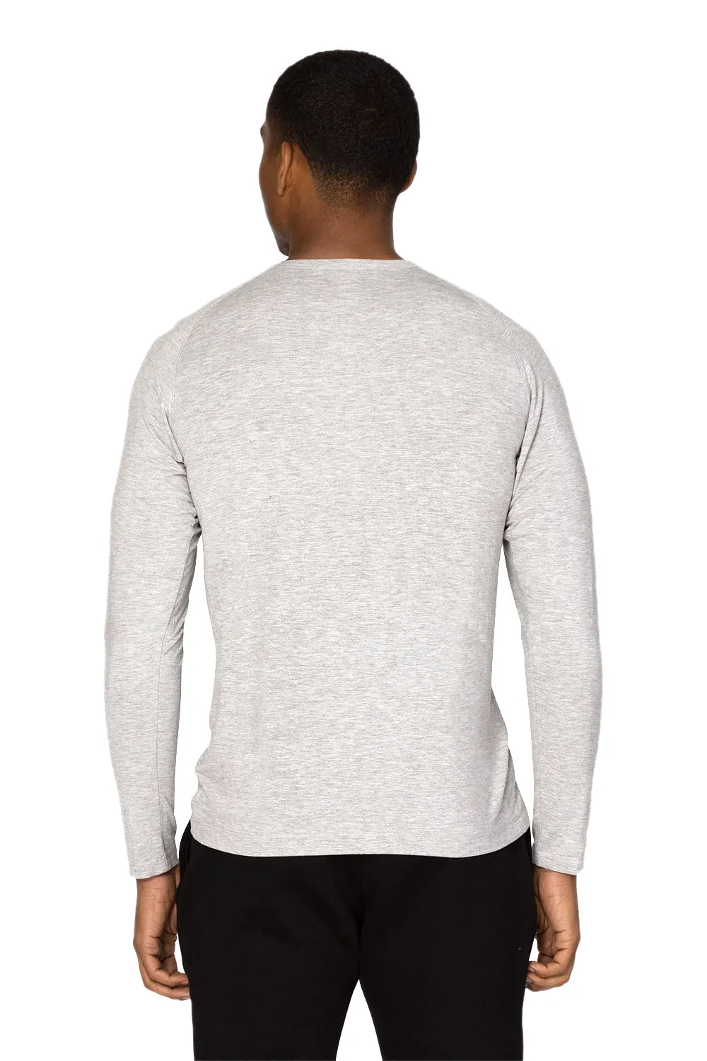Threadfast Apparel Mens Impact Long Sleeve Crewneck T-Shirt - Heather Grey
