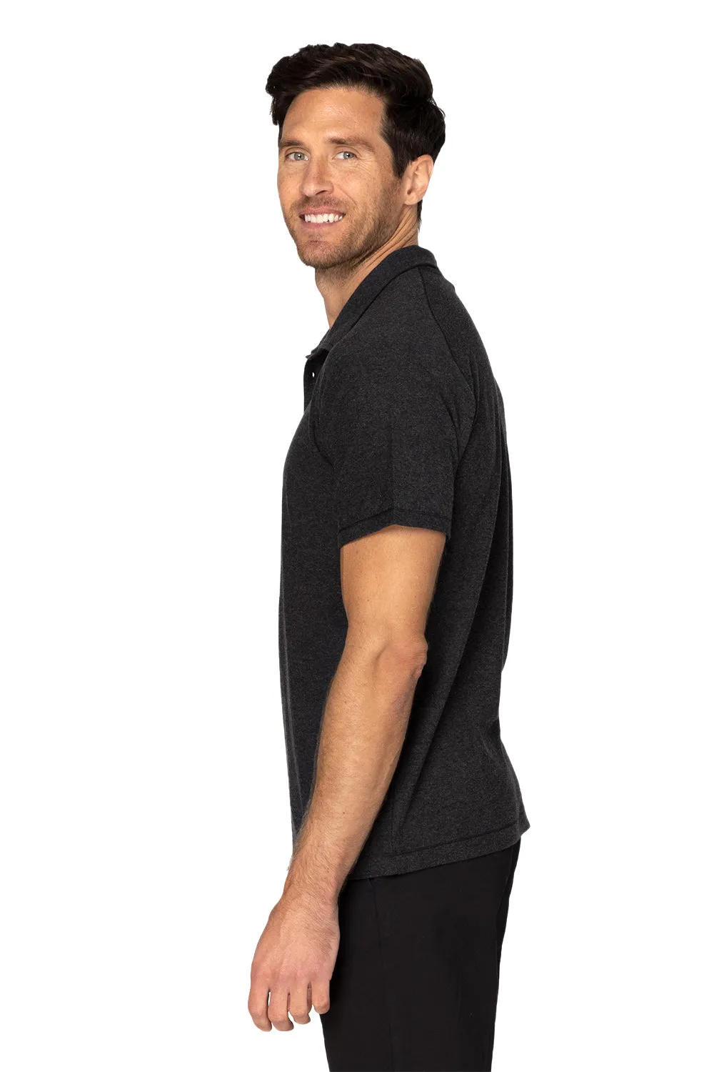 Threadfast Apparel Mens Impact Short Sleeve Polo Shirt - Heather Black