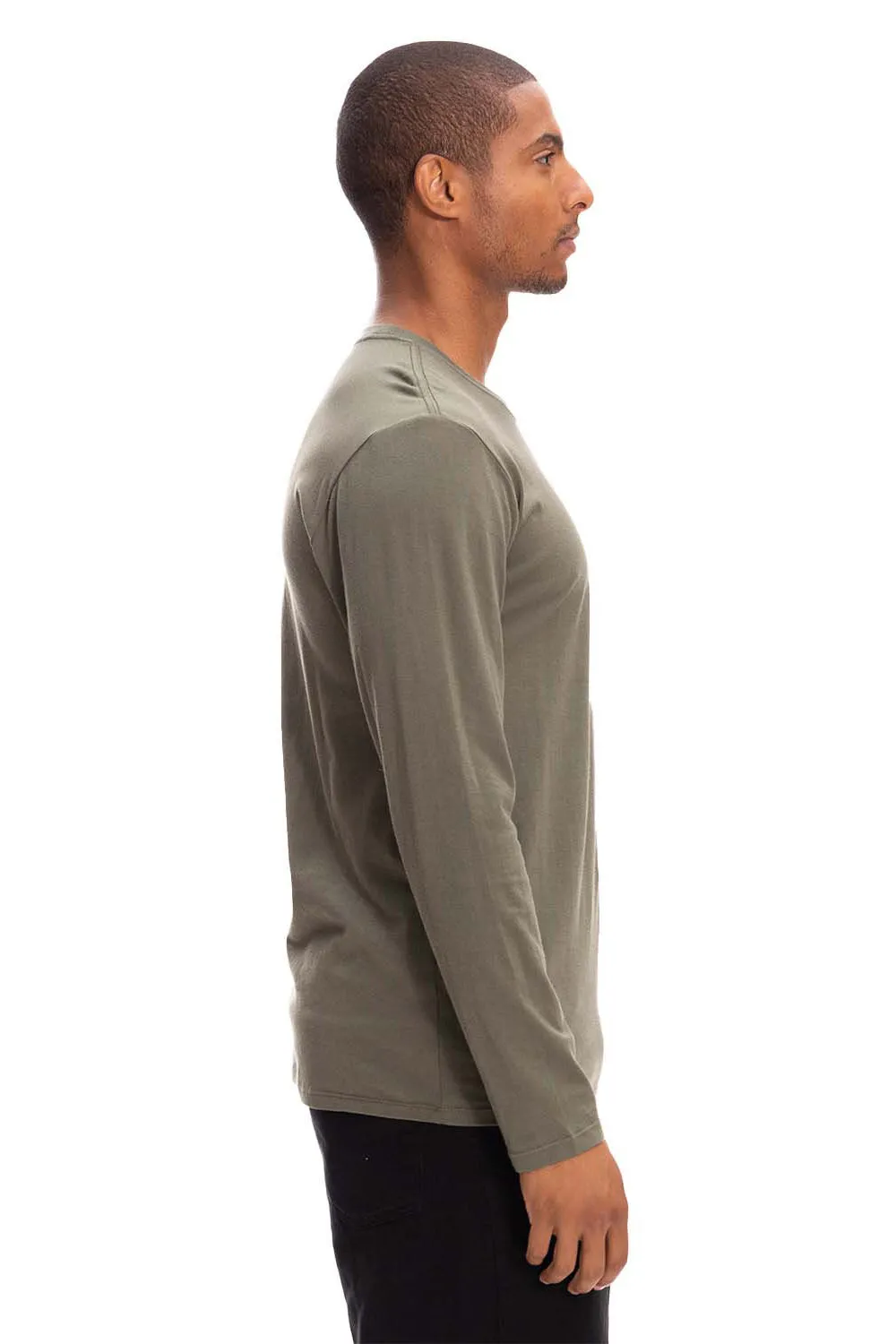 Threadfast Apparel Mens Ultimate Long Sleeve Crewneck T-Shirt - Army Green