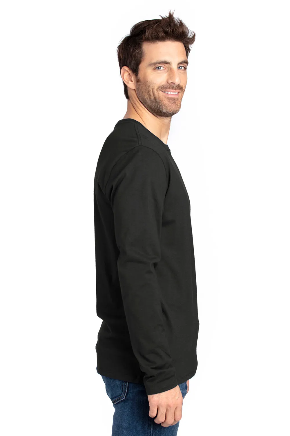 Threadfast Apparel Mens Ultimate Long Sleeve Crewneck T-Shirt - Black