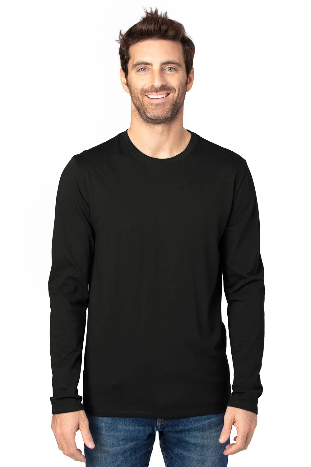 Threadfast Apparel Mens Ultimate Long Sleeve Crewneck T-Shirt - Black