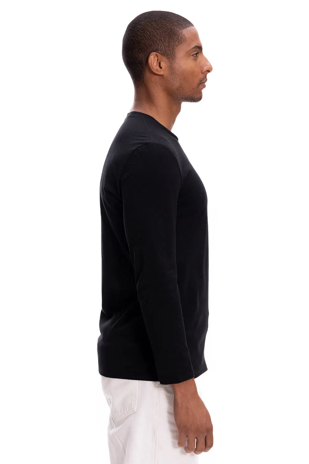 Threadfast Apparel Mens Ultimate Long Sleeve Crewneck T-Shirt - Black