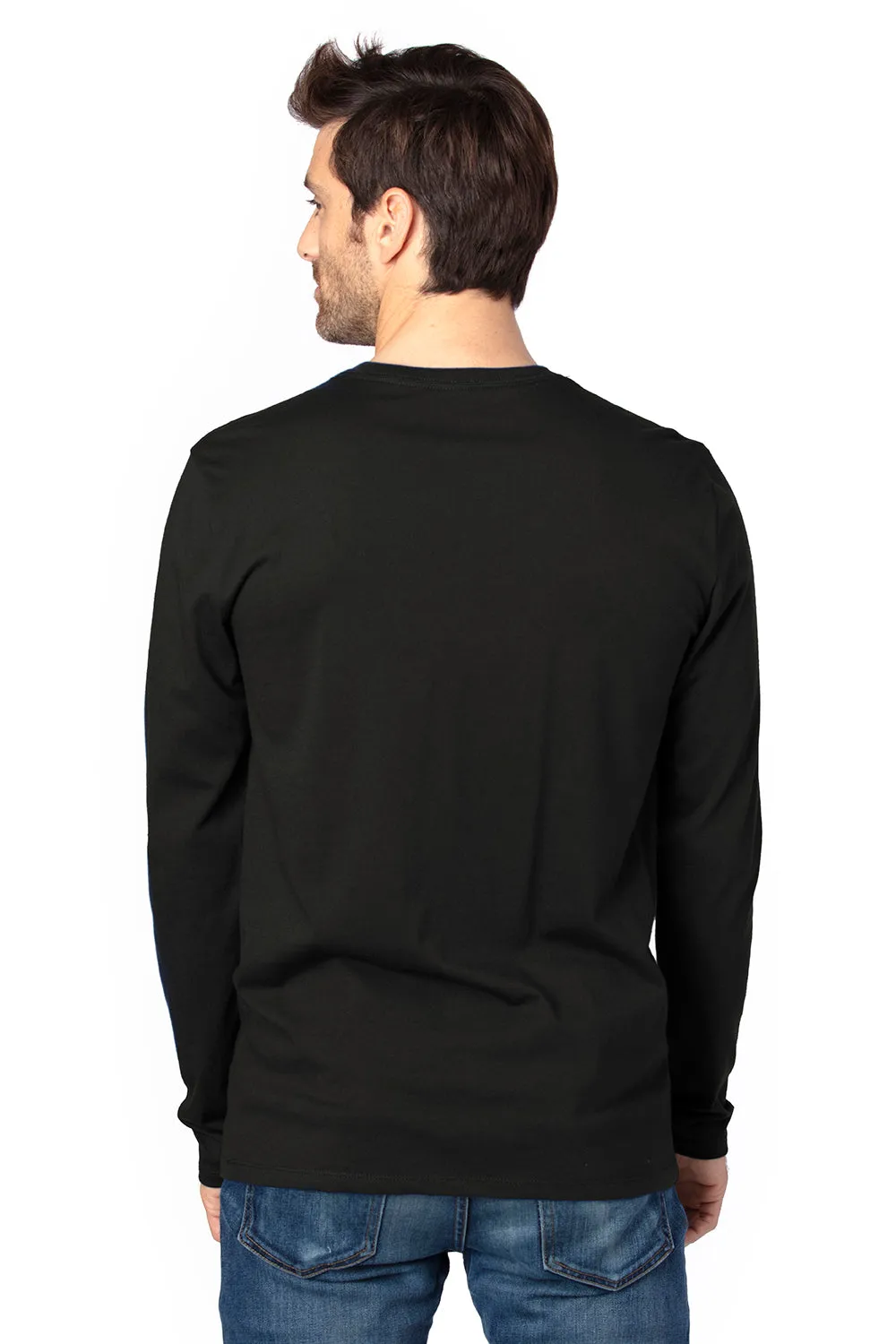 Threadfast Apparel Mens Ultimate Long Sleeve Crewneck T-Shirt - Black