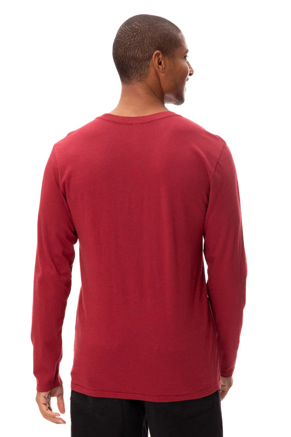 Threadfast Apparel Mens Ultimate Long Sleeve Crewneck T-Shirt - Burgundy