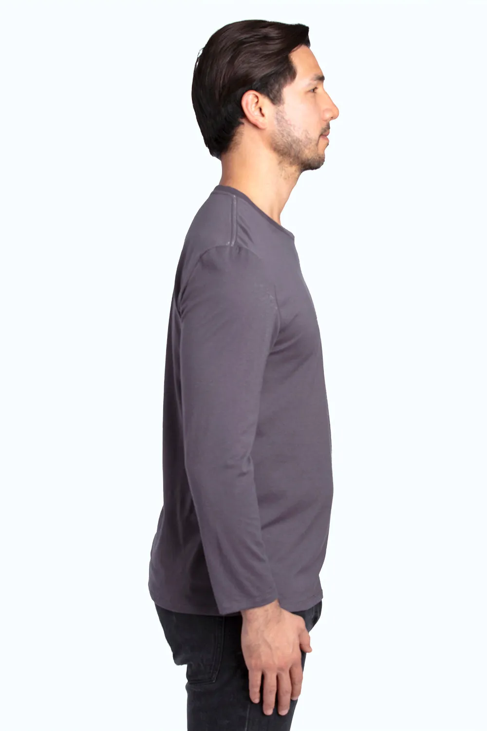 Threadfast Apparel Mens Ultimate Long Sleeve Crewneck T-Shirt - Graphite Grey