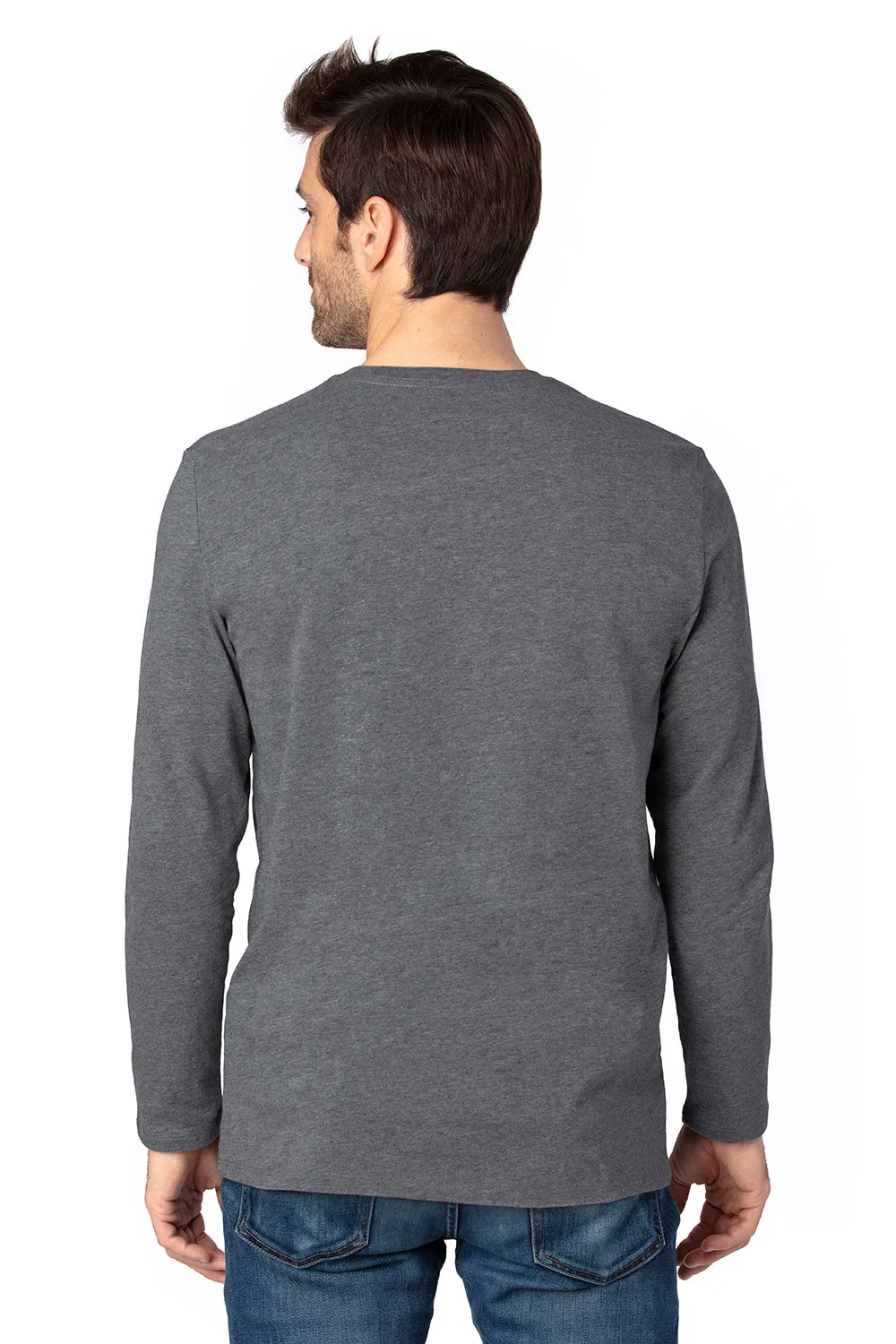 Threadfast Apparel Mens Ultimate Long Sleeve Crewneck T-Shirt - Heather Charcoal Grey