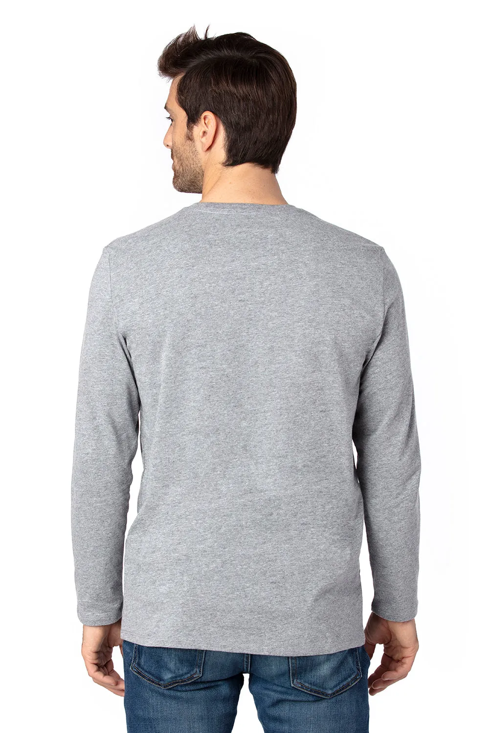 Threadfast Apparel Mens Ultimate Long Sleeve Crewneck T-Shirt - Heather Grey