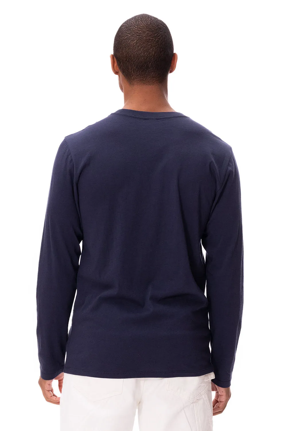 Threadfast Apparel Mens Ultimate Long Sleeve Crewneck T-Shirt - Midnight Navy Blue
