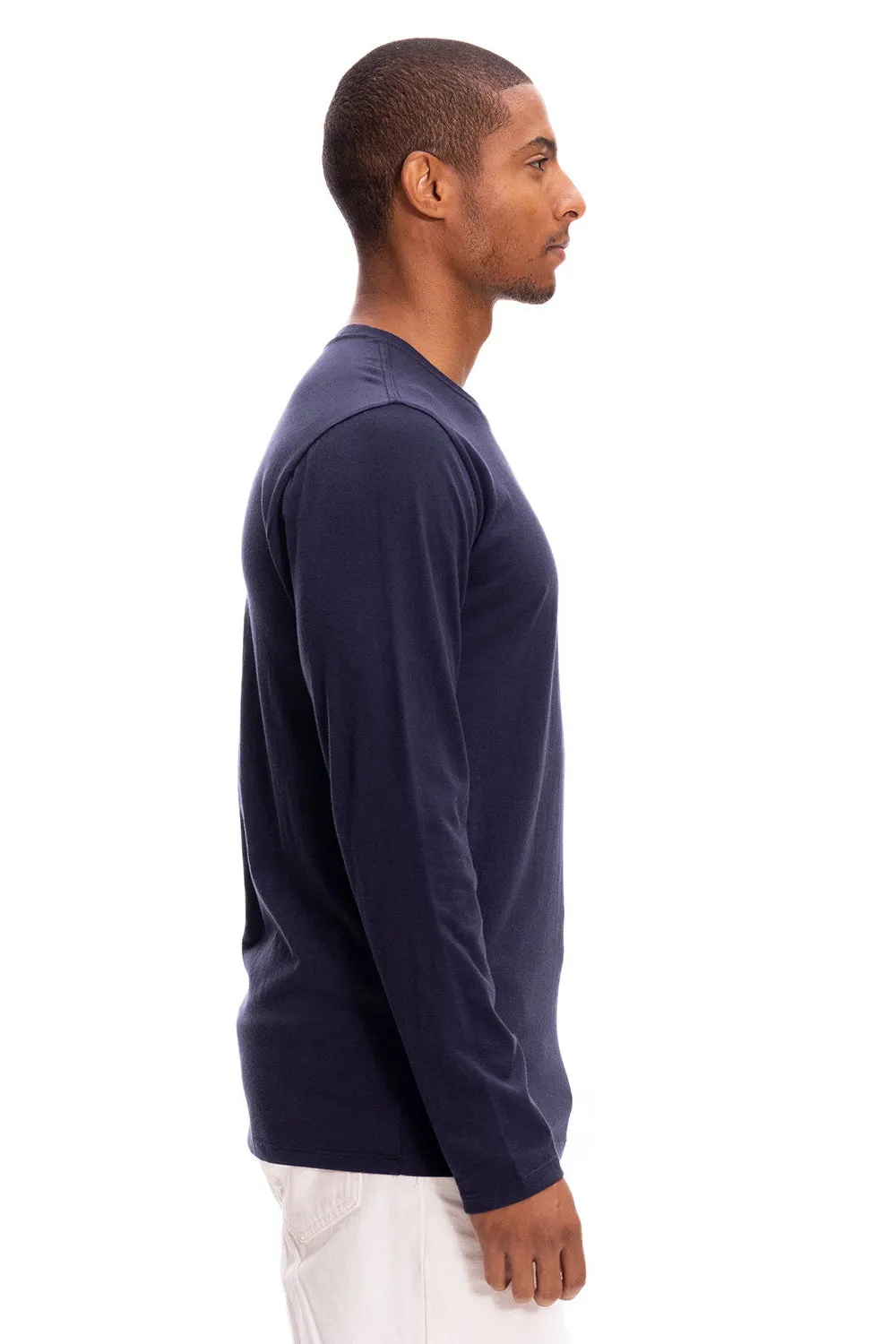 Threadfast Apparel Mens Ultimate Long Sleeve Crewneck T-Shirt - Midnight Navy Blue