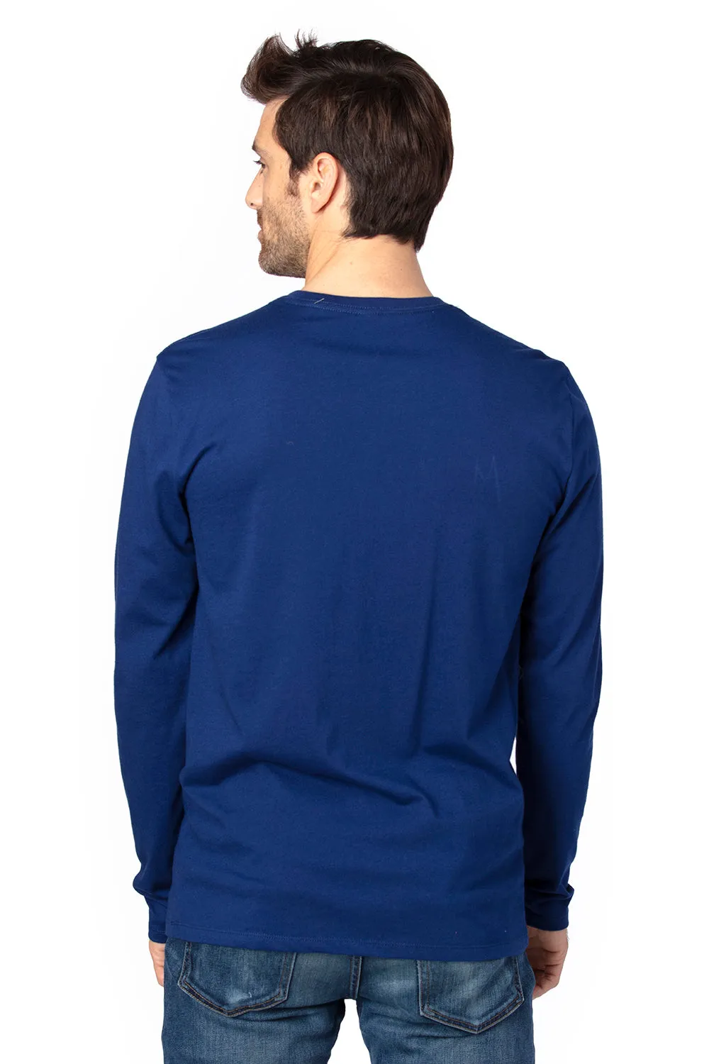 Threadfast Apparel Mens Ultimate Long Sleeve Crewneck T-Shirt - Navy Blue