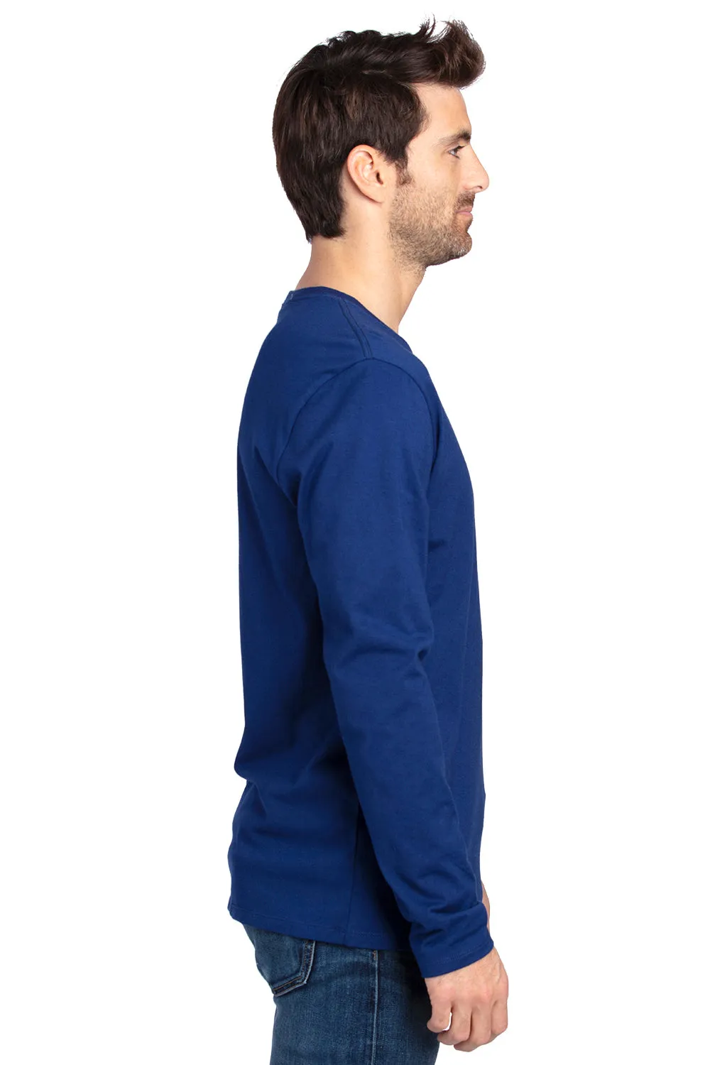 Threadfast Apparel Mens Ultimate Long Sleeve Crewneck T-Shirt - Navy Blue