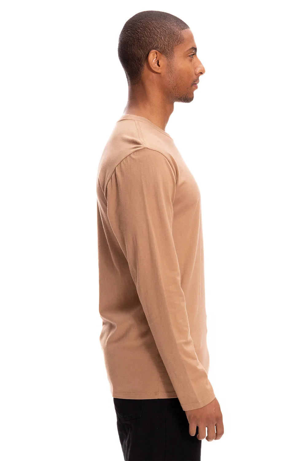 Threadfast Apparel Mens Ultimate Long Sleeve Crewneck T-Shirt - Nutmeg