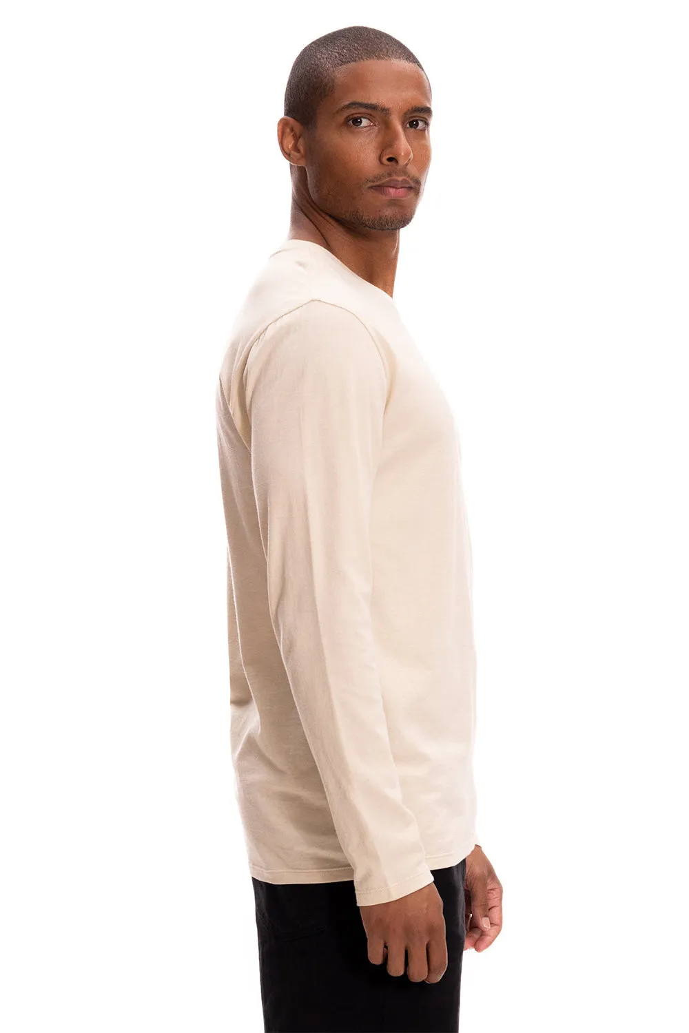Threadfast Apparel Mens Ultimate Long Sleeve Crewneck T-Shirt - Sand