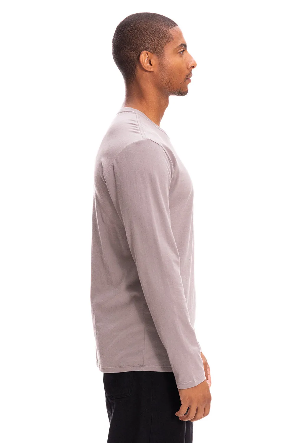 Threadfast Apparel Mens Ultimate Long Sleeve Crewneck T-Shirt - Smoke Grey