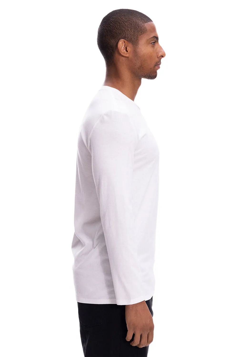 Threadfast Apparel Mens Ultimate Long Sleeve Crewneck T-Shirt - White