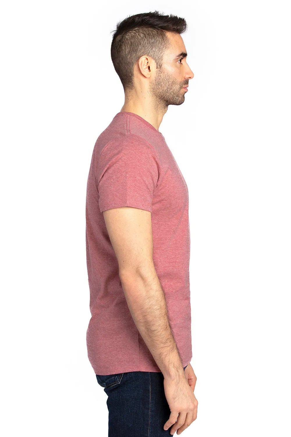Threadfast Apparel Mens Ultimate Short Sleeve Crewneck T-Shirt - Heather Maroon