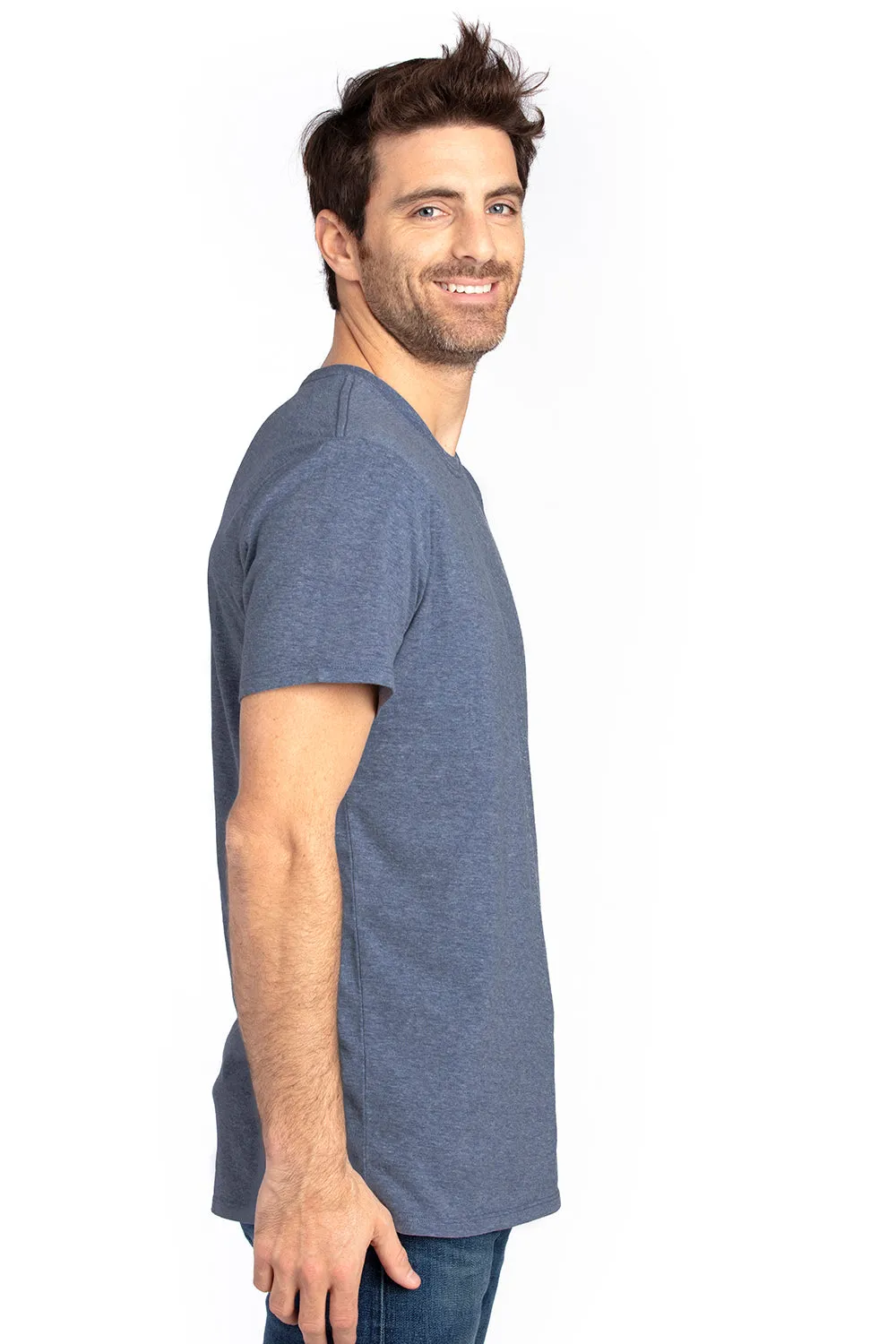 Threadfast Apparel Mens Ultimate Short Sleeve Crewneck T-Shirt - Heather Navy Blue