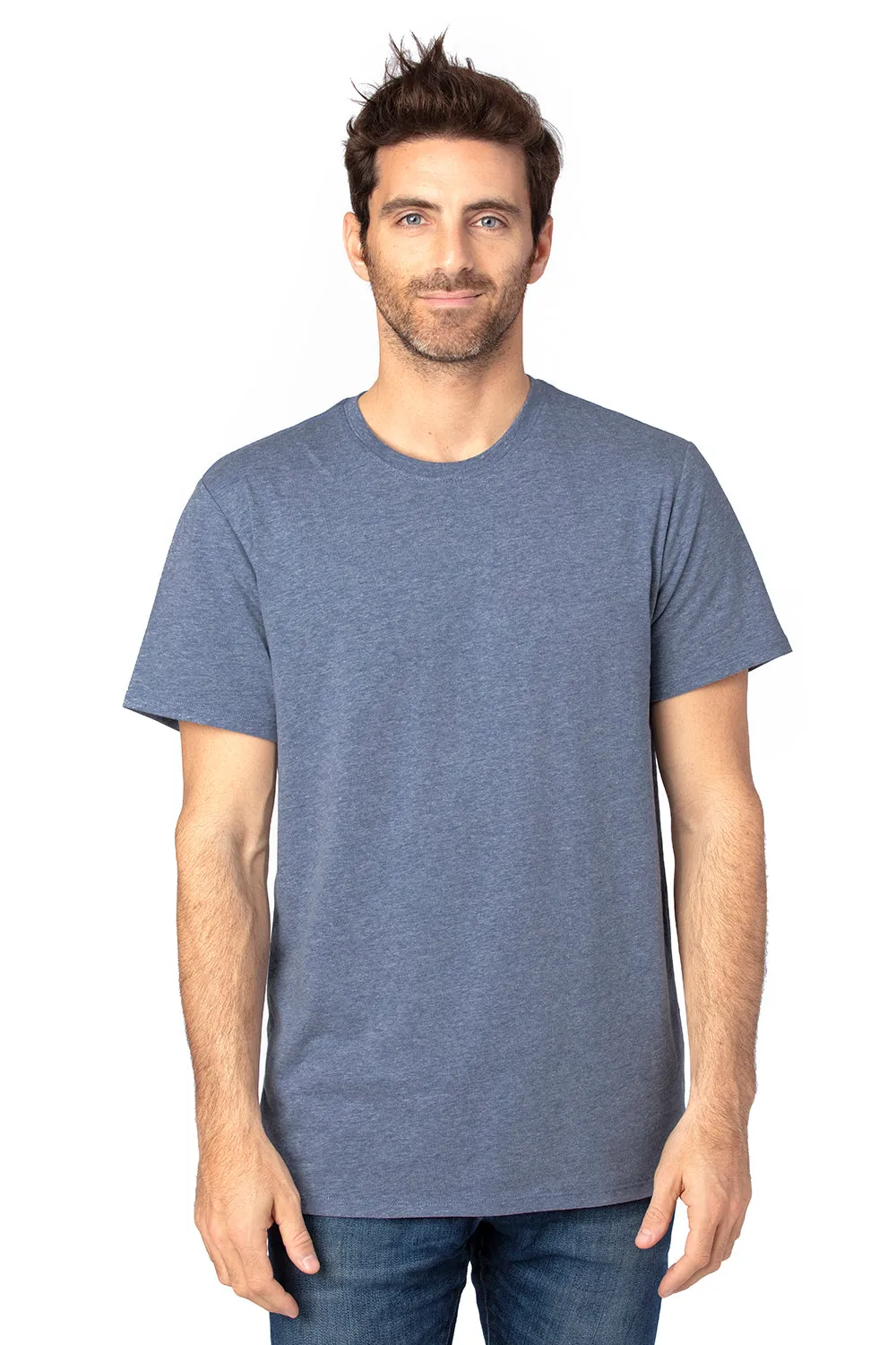 Threadfast Apparel Mens Ultimate Short Sleeve Crewneck T-Shirt - Heather Navy Blue