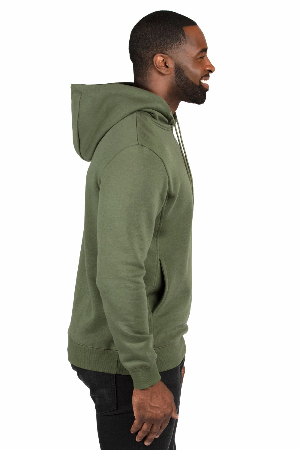 Threadfast Apparel Mens Ultimate Fleece Hooded Sweatshirt Hoodie w/ Pockets - Army Green