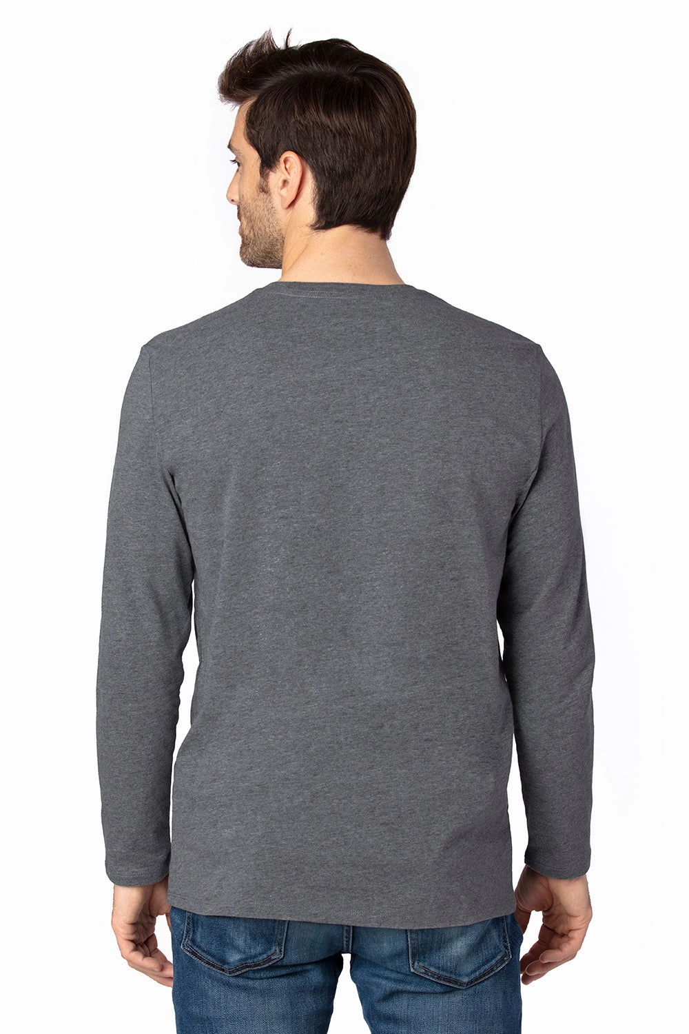Threadfast Apparel Mens Ultimate Long Sleeve Crewneck T-Shirt - Heather Charcoal Grey