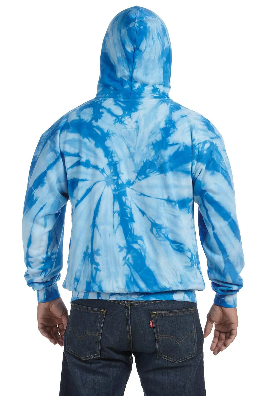 Tie-Dye Mens Hooded Sweatshirt Hoodie w/ Pouch Pocket - Baby Blue