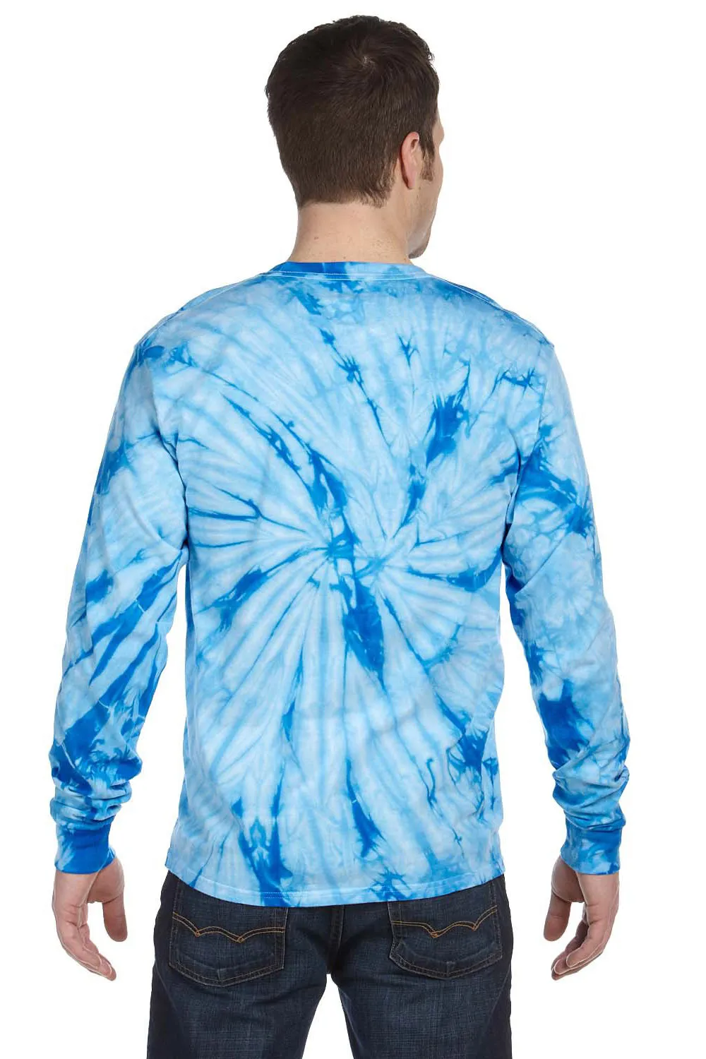Tie-Dye Mens Long Sleeve Crewneck T-Shirt - Baby Blue