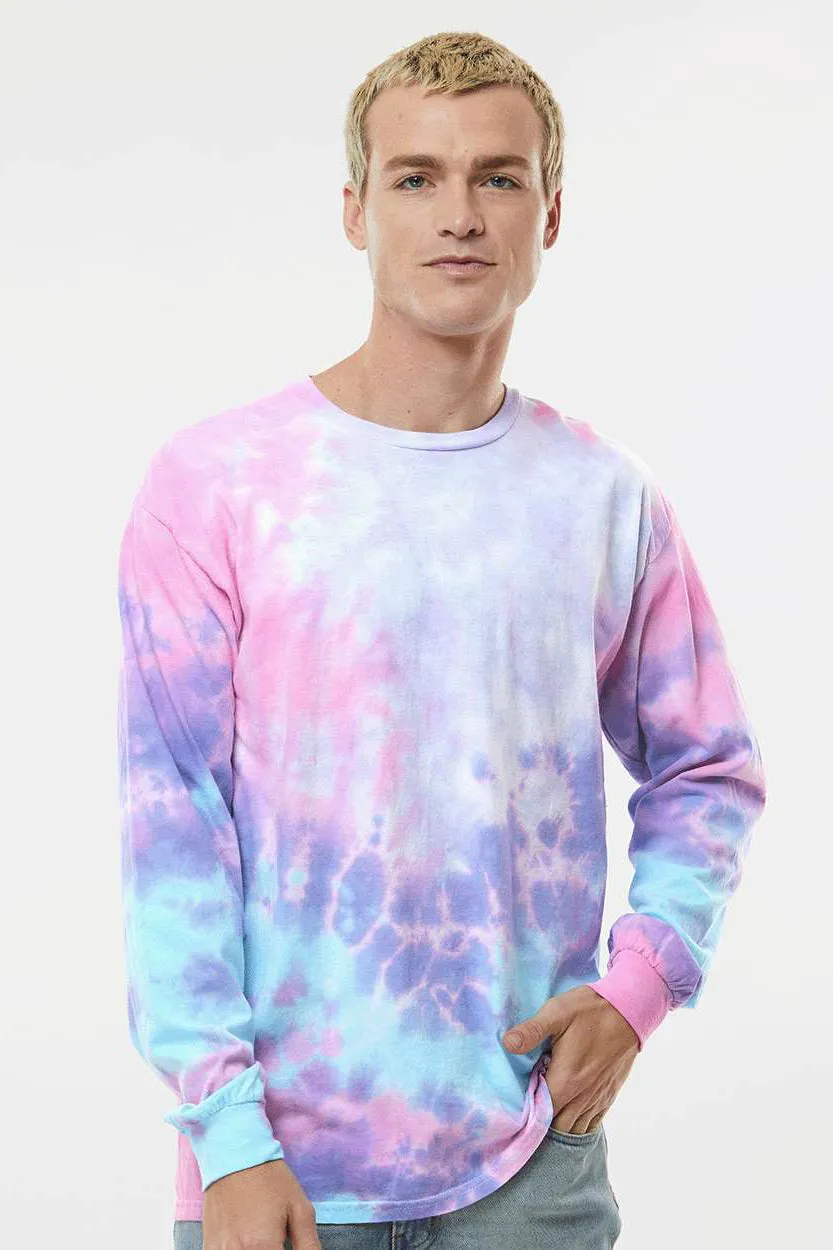 Tie-Dye Mens Long Sleeve Crewneck T-Shirt - Cotton Candy