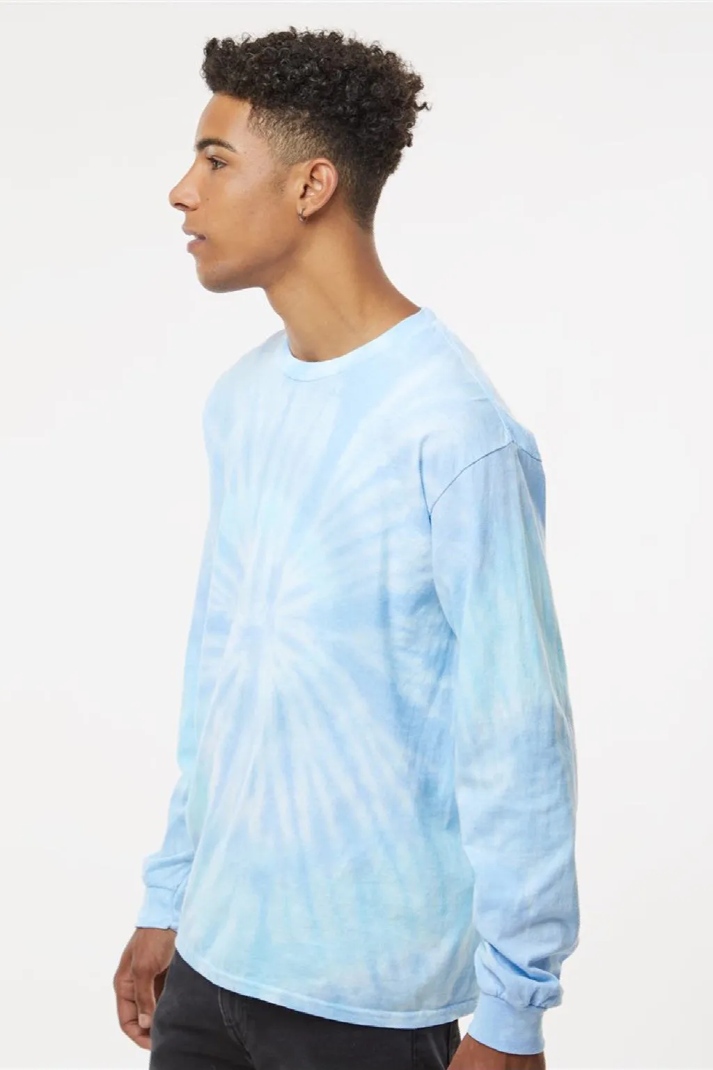 Tie-Dye Mens Long Sleeve Crewneck T-Shirt - Lagoon